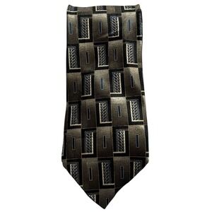 David Taylor Men's Tie Neckwear Black‎ Tan Gold Made in USA